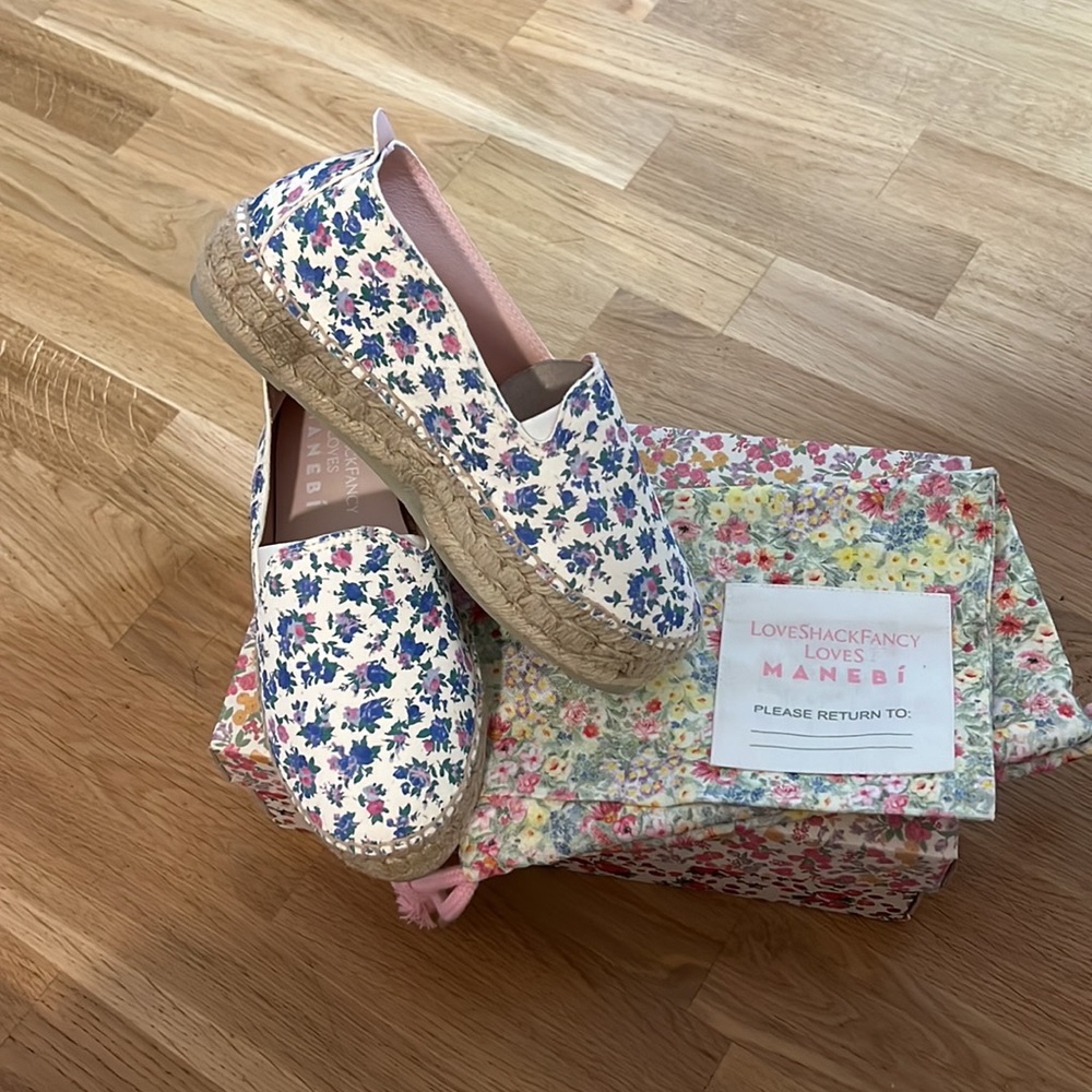 New loveshackfancy x manebi platform espadrilles in blue jay song